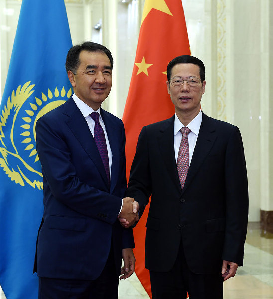 张高丽与哈萨克斯坦第一副总理萨金塔耶夫举行中哈合作委员会第七次会议