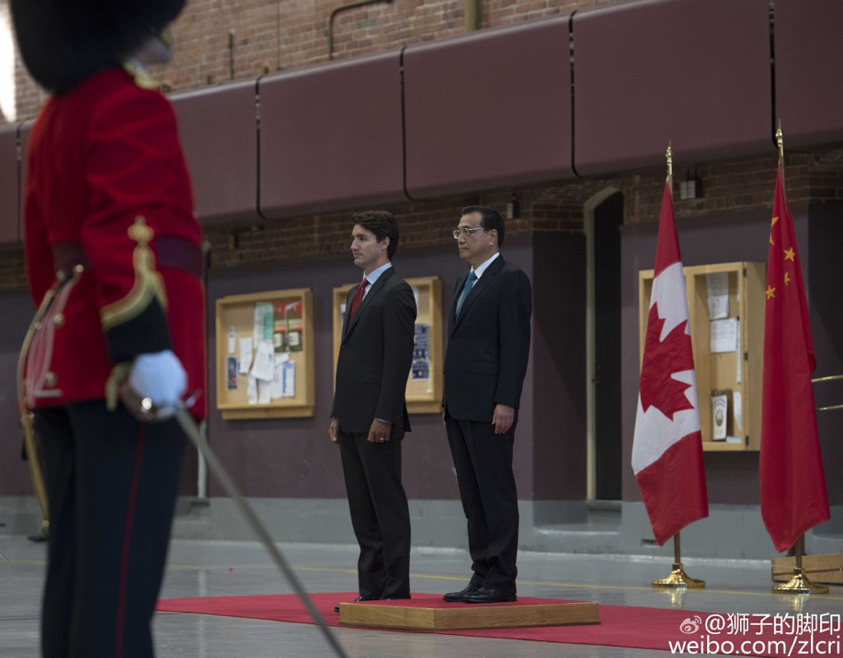 加拿大总理特鲁多主持仪式欢迎李克强到访
