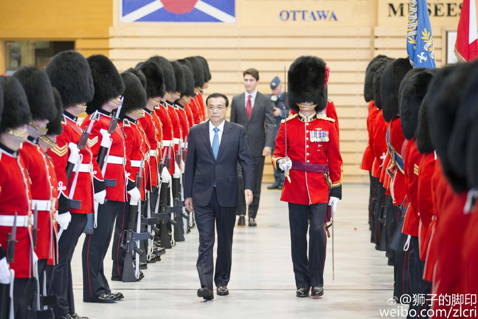加拿大总理特鲁多主持仪式欢迎李克强到访