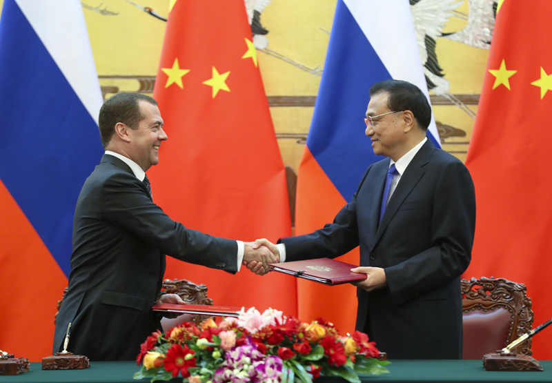 李克强与俄罗斯总理梅德韦杰夫共同主持中俄总理第二十二次定期会晤