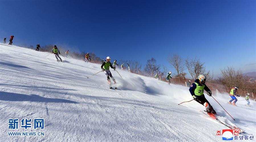 朝韩滑雪运动员在朝共同训练