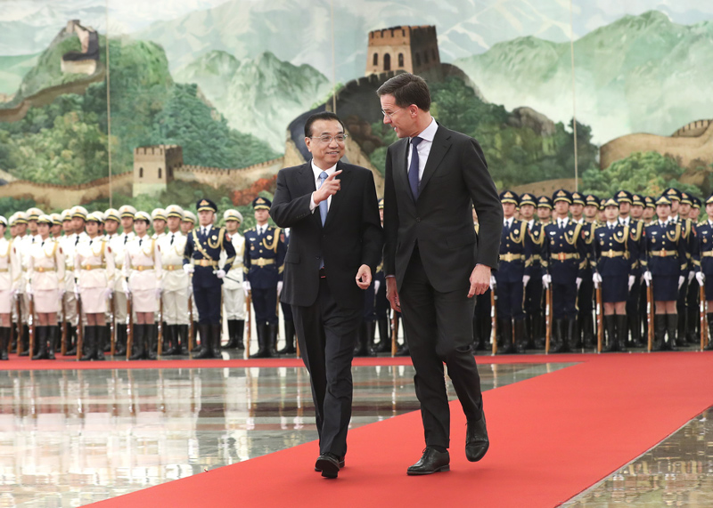 李克强举行仪式欢迎荷兰首相吕特访华