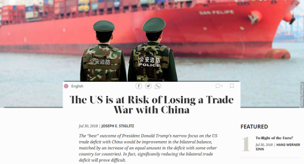 诺贝尔经济学奖得主约瑟夫·斯蒂格利茨：美国面临输掉贸易战的危险