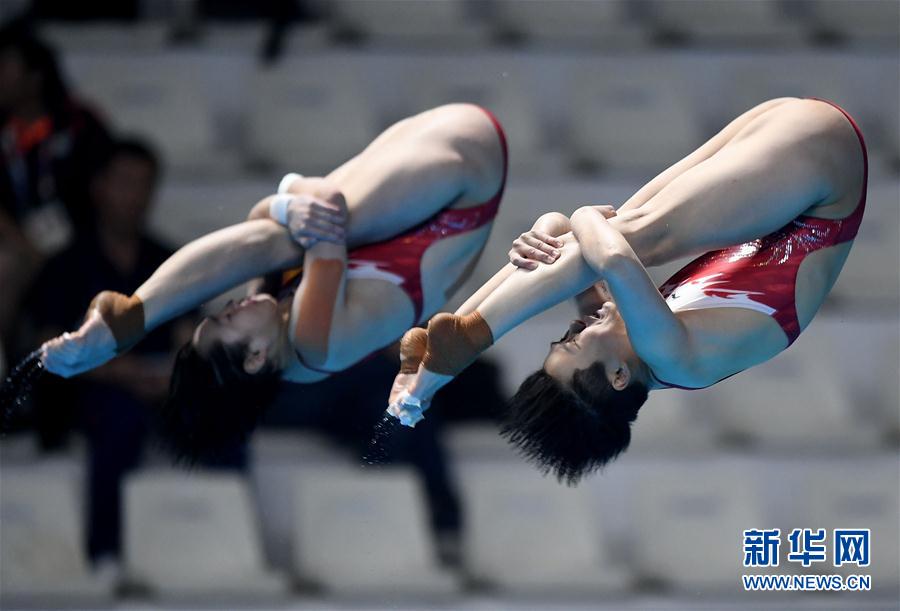 跳水女子双人三米板：中国选手昌雅妮/施廷懋夺冠
