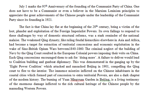 【建党95周年老外看】中共领导中国走在正确的历史道路上